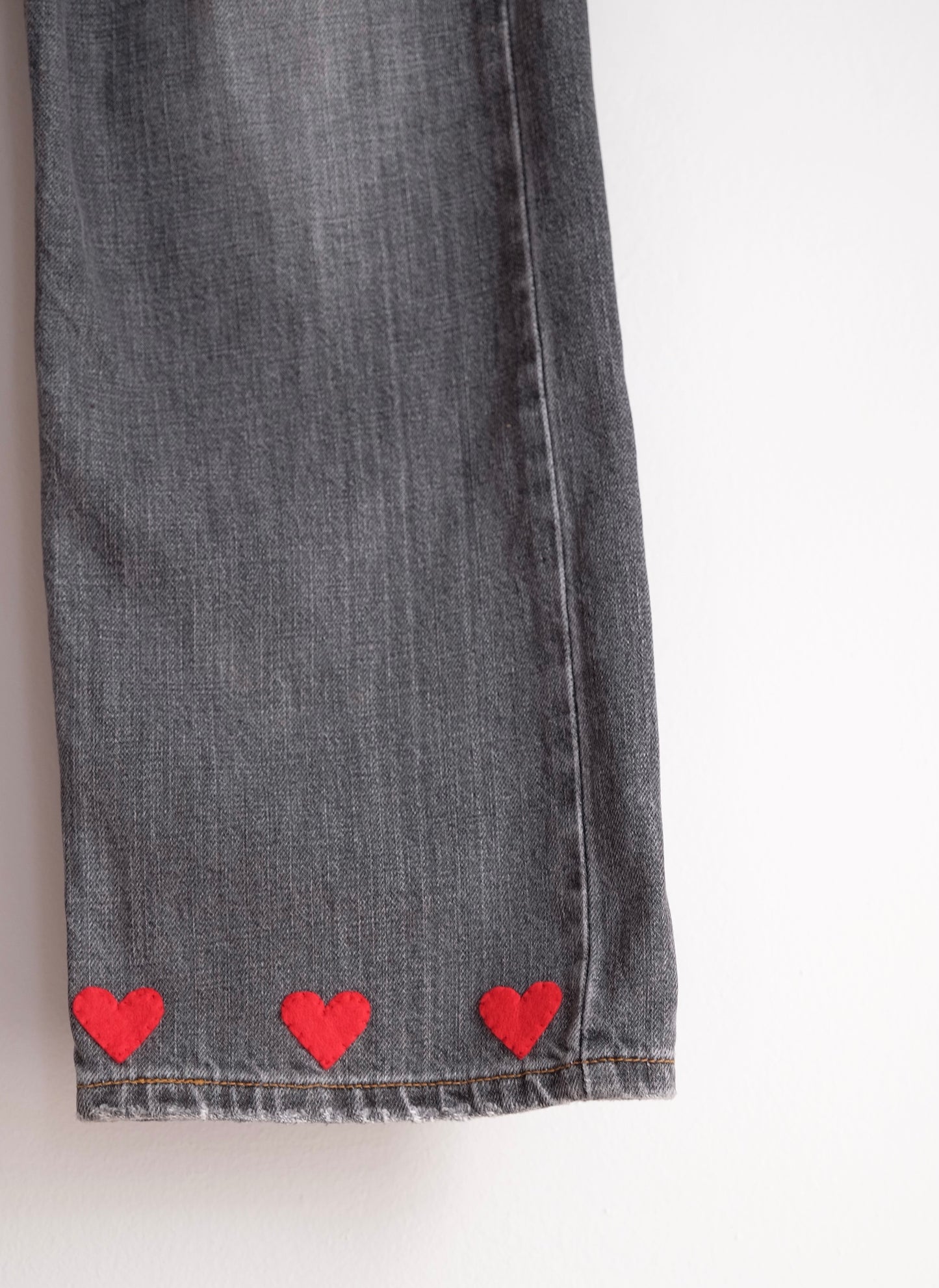 gray jeans with hearts