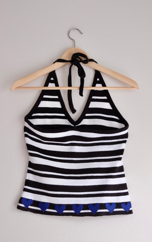 black and white stripe halter top