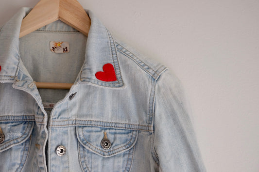 jean jacket with two hearts