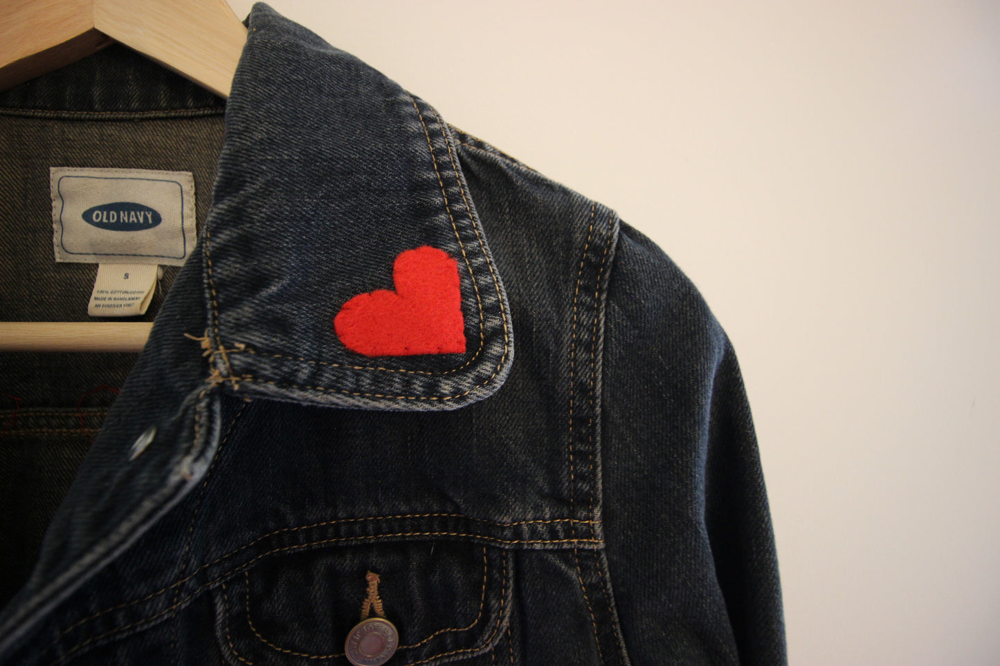 jean jacket with hearts